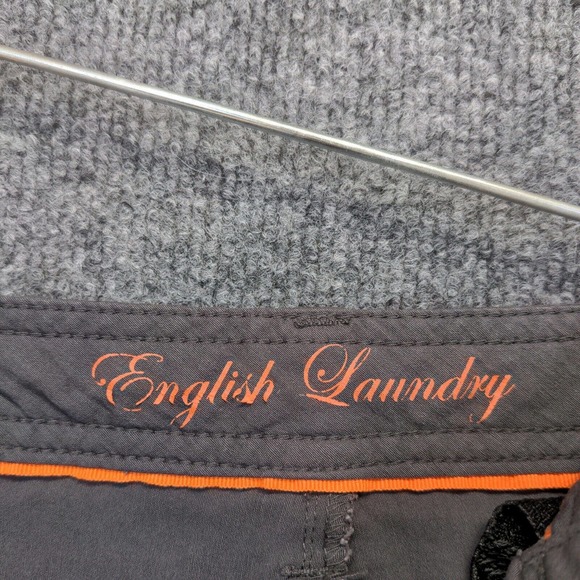 English Laundry Mens Chino Shorts Gray Size 38W Zipped Pockets Rayon Blend - Picture 11 of 12